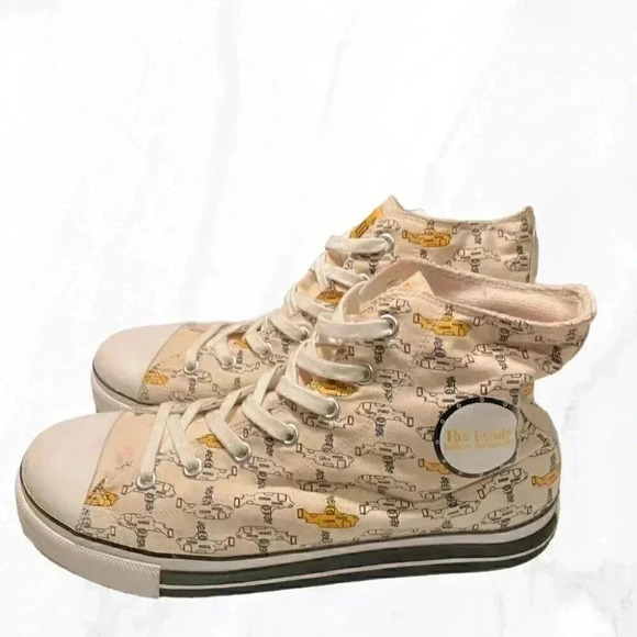 Ben Sherman x Beatles yellow and cream laceup ankle casual sneakers 12